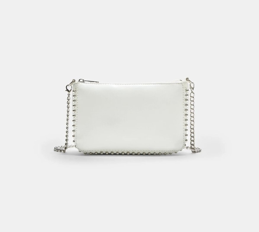 Minimalist Beyaz Süet Kemerli Kadın Çanta - Görsel 3