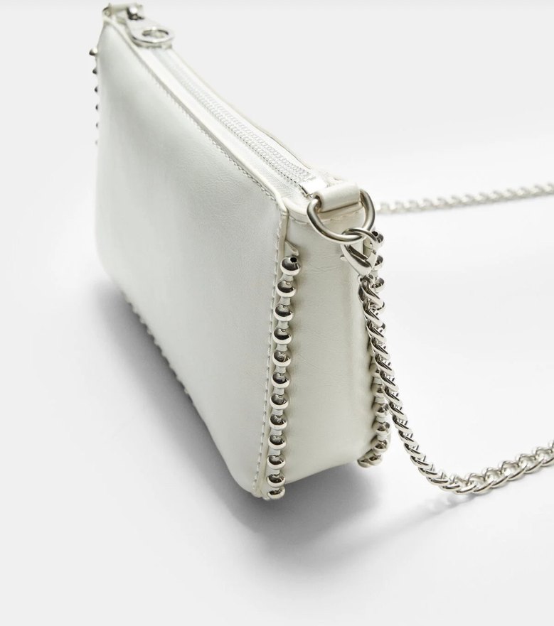 Minimalist Beyaz Süet Kemerli Kadın Çanta - Görsel 4