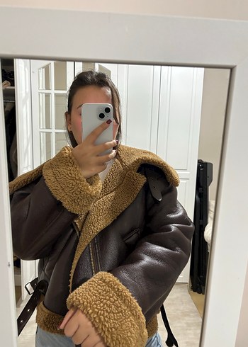 Kahverengi Kürklü Deri Kadın Ceket - Görsel 4