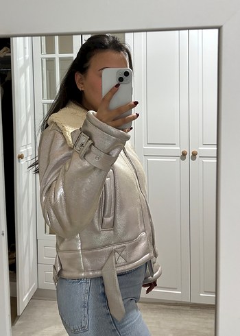 Gri Metalik Kürklü Kadın Kışlık Ceket - Görsel 4