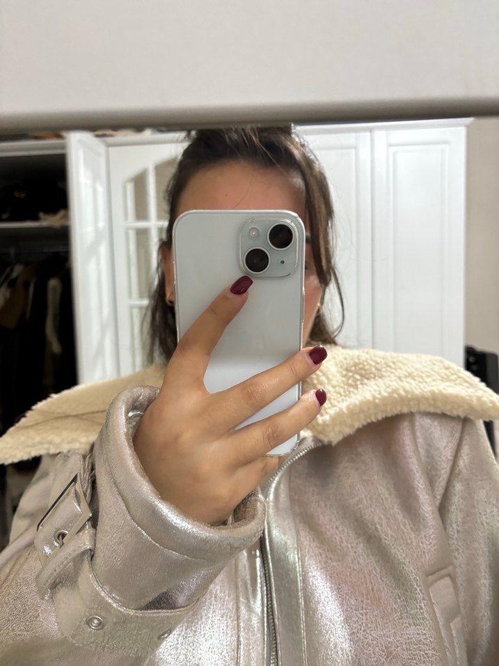 Gri Metalik Kürklü Kadın Kışlık Ceket - Görsel 5