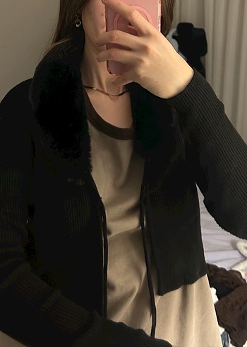 Kürklü Yaka hırka - Görsel 2