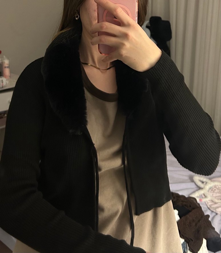 Kürklü Yaka hırka - Görsel 2