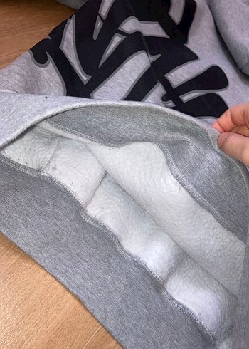 Kapüşonlu Gri Erkek Syna hoodie (S-M) - Görsel 3