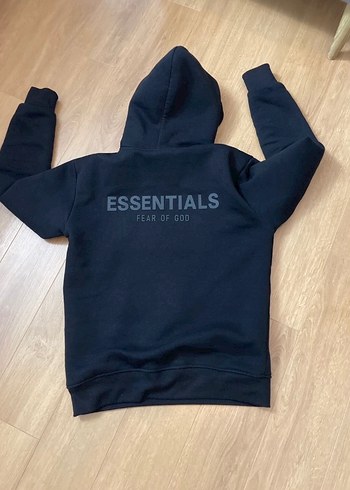 Siyah Essentials hoodie - Görsel 3