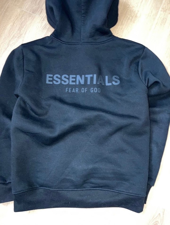 Siyah Essentials hoodie - Görsel 2