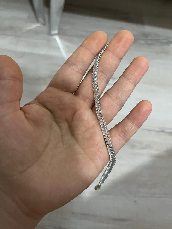 Beyaz Sıralı Taşlı Minimalist Bileklik - Görsel 2