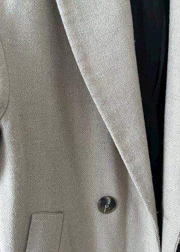 Bej Çift Düğmeli Uzun Kaban - Görsel 3