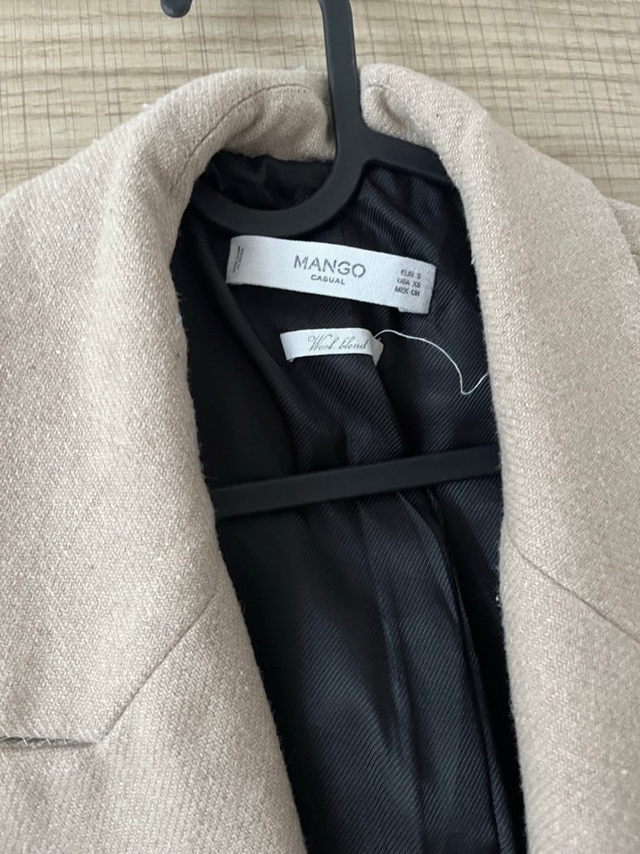 Bej Çift Düğmeli Uzun Kaban - Görsel 2