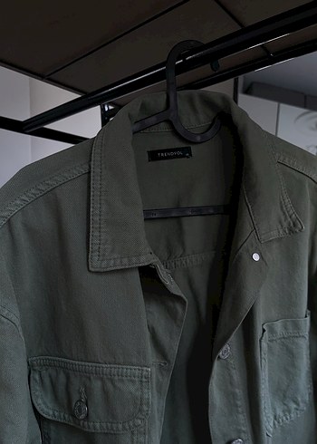 Düğmeli Yeşil Denim Kadın Ceket - Görsel 3