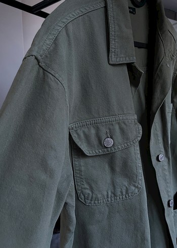 Düğmeli Yeşil Denim Kadın Ceket - Görsel 4