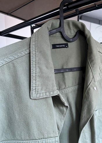 Düğmeli Yeşil Denim Kadın Ceket - Görsel 2