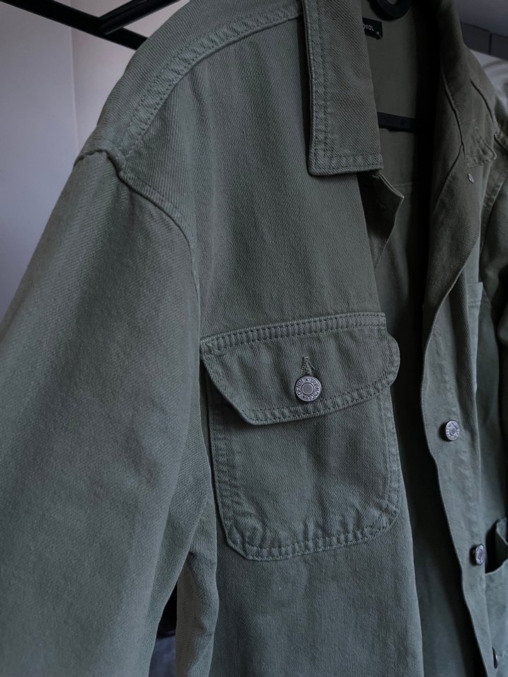 Düğmeli Yeşil Denim Kadın Ceket - Görsel 4