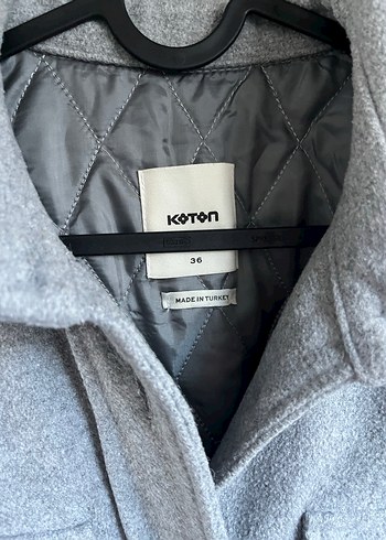 Gri Düğmeli Midi Kadın Kaban - Görsel 2