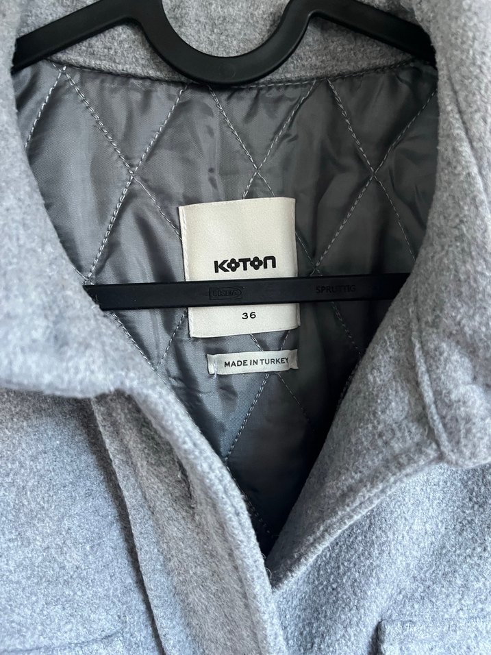 Gri Düğmeli Midi Kadın Kaban - Görsel 2