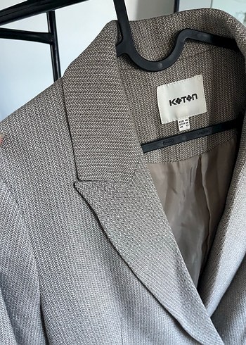 Düğmeli Kadın Keten Blazer Ceket - Görsel 3