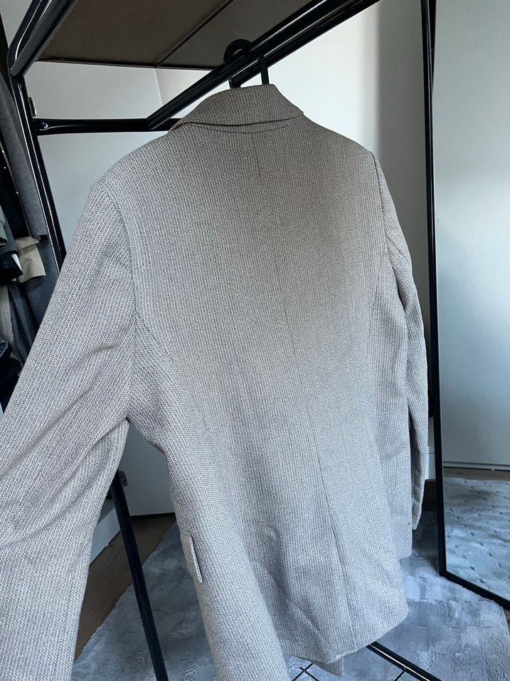 Düğmeli Kadın Keten Blazer Ceket - Görsel 2