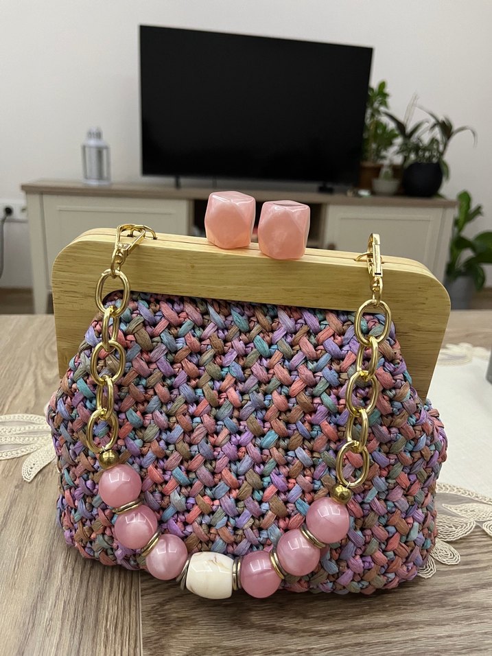 Boncuk Detaylı Örgü Bohem Kadın Çanta - Görsel 2
