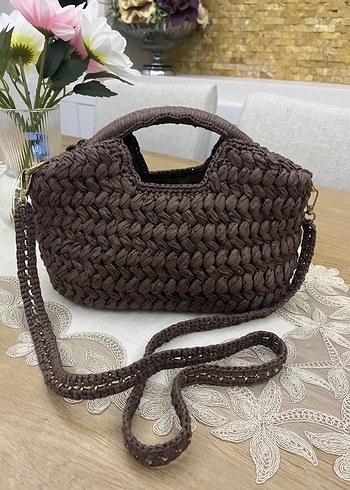 Örgü Kahverengi Kadın Çanta - Görsel 3