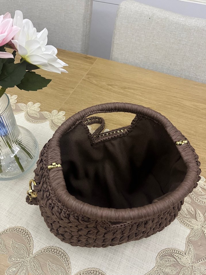 Örgü Kahverengi Kadın Çanta - Görsel 2