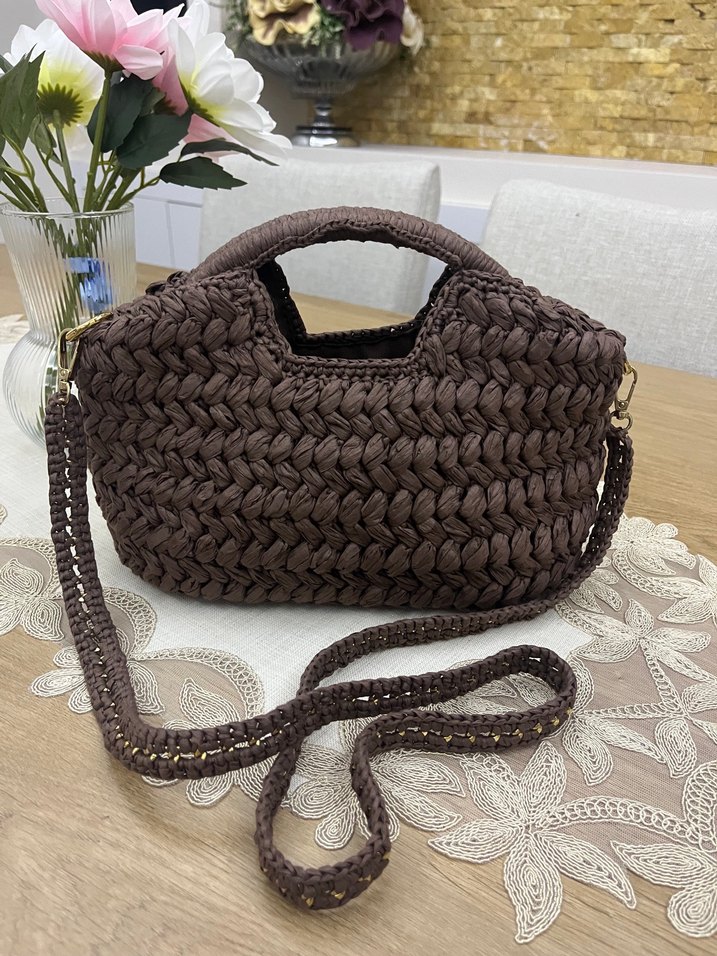 Örgü Kahverengi Kadın Çanta - Görsel 3