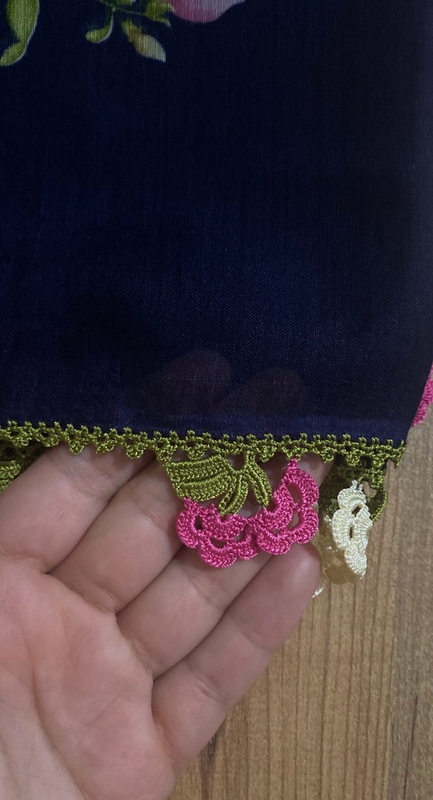 Dantel Detaylı Çok Renkli Bohem Kadın Şal - Görsel 2