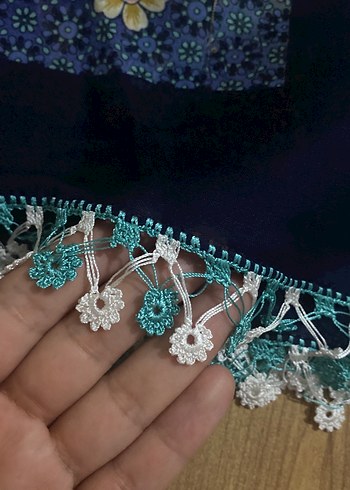 Dantel Detaylı Çok Renkli Bohem Kadın Fular - Görsel 2