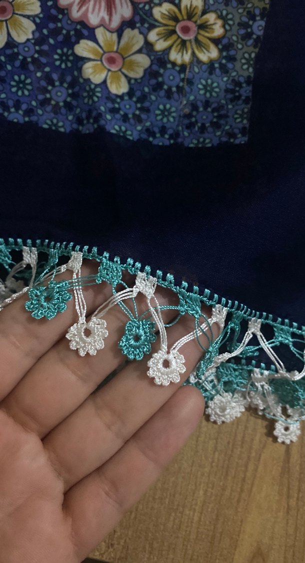 Dantel Detaylı Çok Renkli Bohem Kadın Fular - Görsel 2