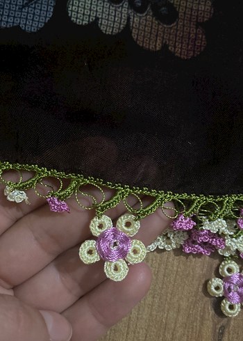 Dantel Kenarlı Çok Renkli Bohem Kadın Fuları - Görsel 2