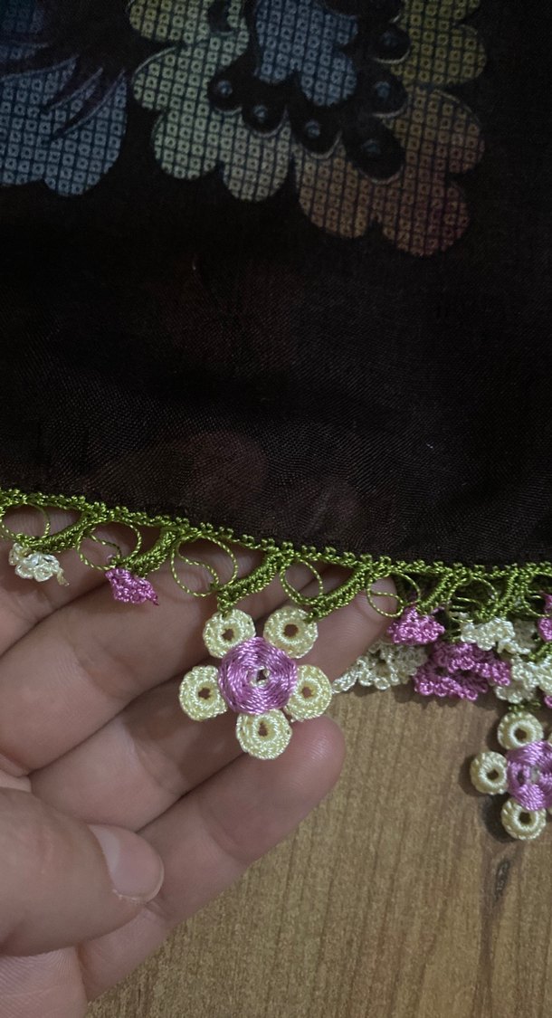 Dantel Kenarlı Çok Renkli Bohem Kadın Fuları - Görsel 2