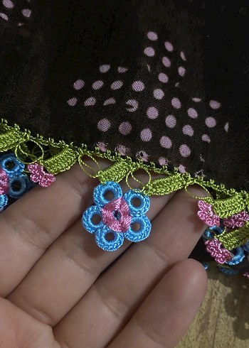 Dantel Detaylı Çok Renkli Kadın Fular - Görsel 2