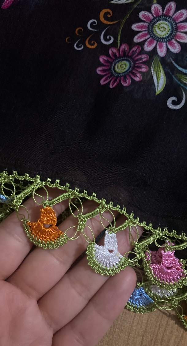 Dantel Detaylı Çok Renkli Bohem Kadın Fular - Görsel 2