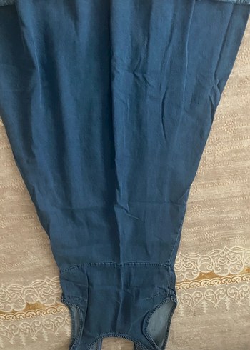 Mavi Denim Düğmeli Midi Bohem Elbise - Görsel 3