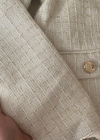 Düğmeli Beyaz tüvit Kadın Takım Elbise tesettür takım - Görsel 5