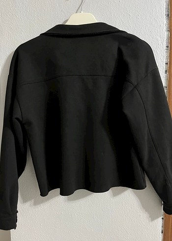 Düğmeli Siyah Süet Kısa Kadın Ceket - Görsel 2