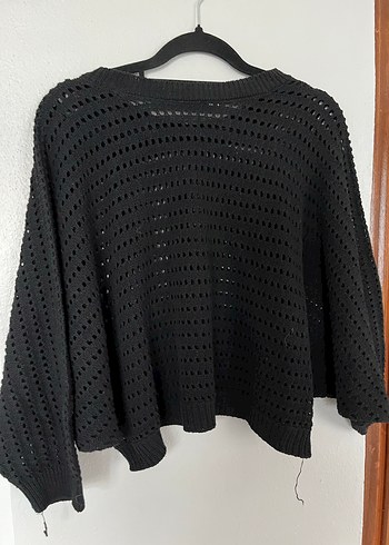 Siyah Örgü Kadın Kazak - Görsel 2