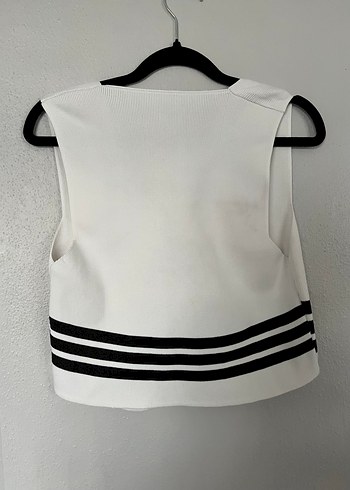 Düğmeli Beyaz Midi Kadın Yelek - Görsel 2