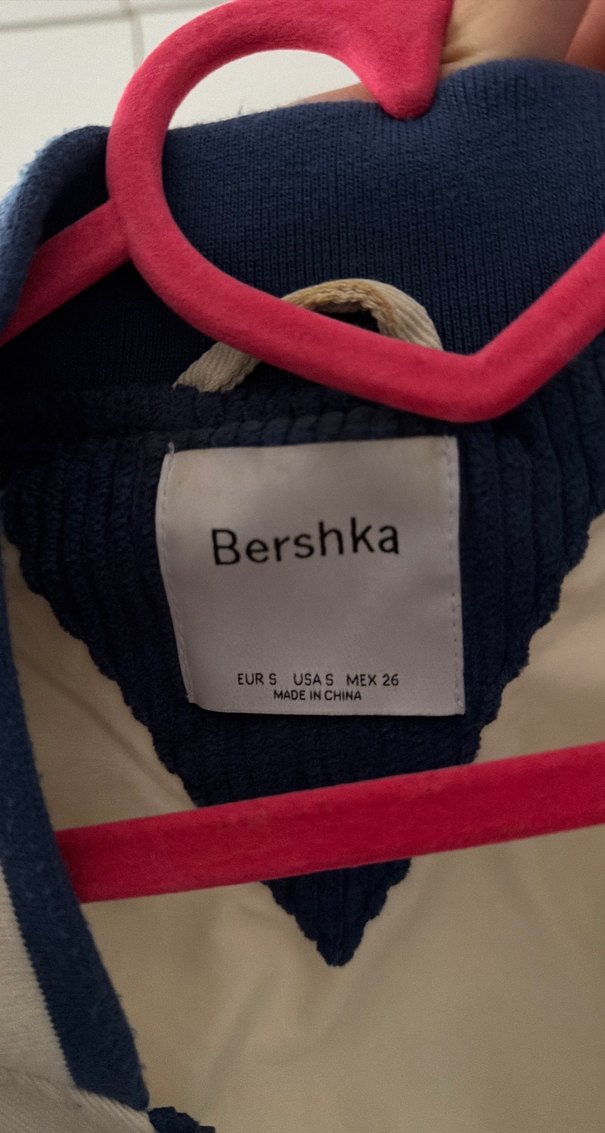 Beyaz Lacivert Baskılı Kadın Bomber Ceket - Görsel 3