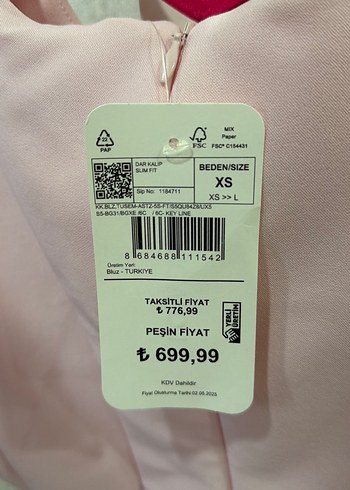 Etiketli pudra pembe peplum bluz  XS (hiç giyilmedi - Görsel 4