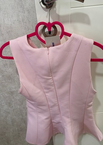 Etiketli pudra pembe peplum bluz  XS (hiç giyilmedi - Görsel 3