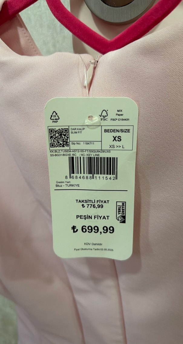 Etiketli pudra pembe peplum bluz  XS (hiç giyilmedi - Görsel 4