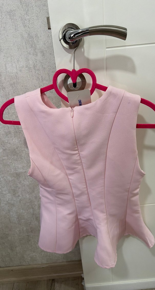 Etiketli pudra pembe peplum bluz  XS (hiç giyilmedi - Görsel 3