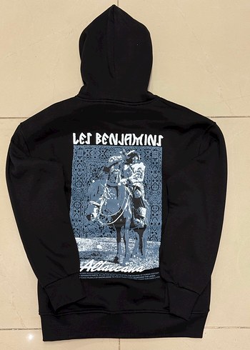 Siyah Kapüşonlu sırt baskılı Erkek Sweatshirt - Görsel 2