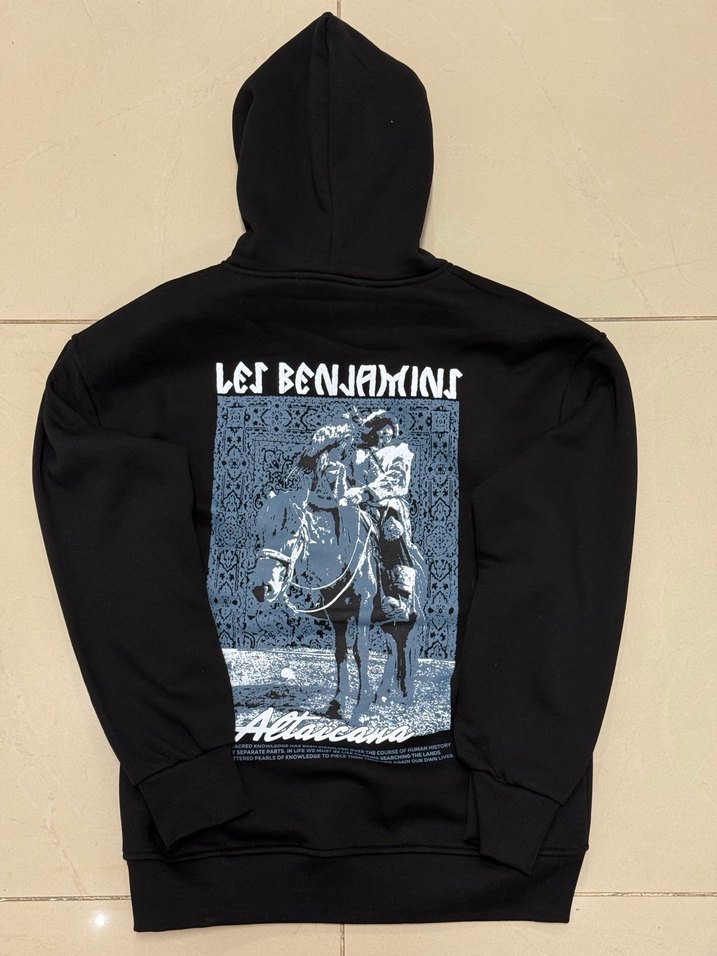 Siyah Kapüşonlu sırt baskılı Erkek Sweatshirt - Görsel 2