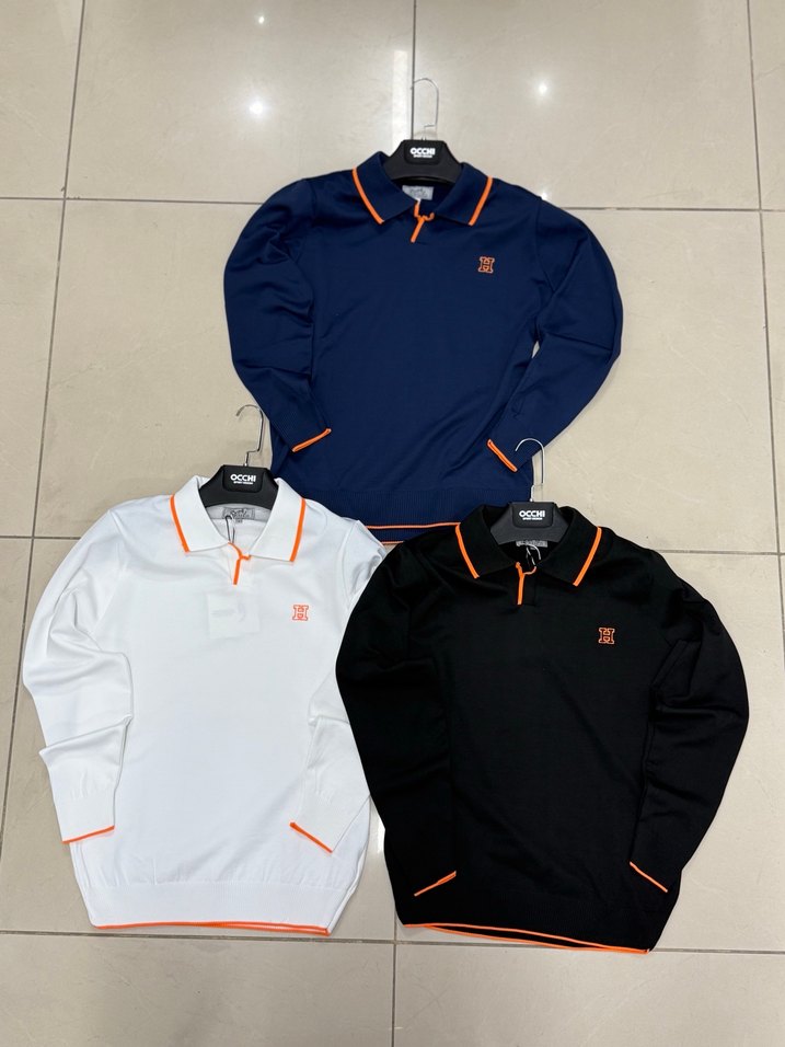 Uzun Kollu Beyaz Polo Tişört - Görsel 2