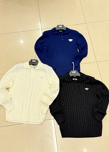 Lacivert Örgü Kadın Uzun Kollu Kazak - Görsel 2