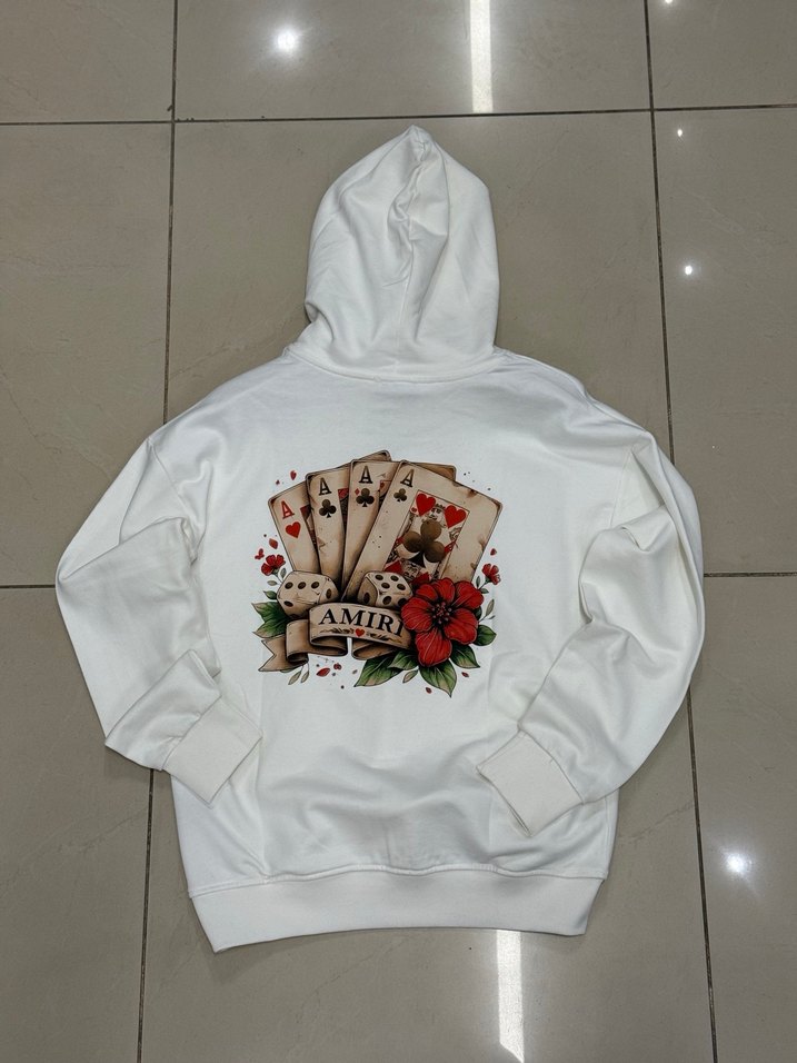 Baskılı Kapüşonlu Beyaz Sweatshirt - Görsel 2