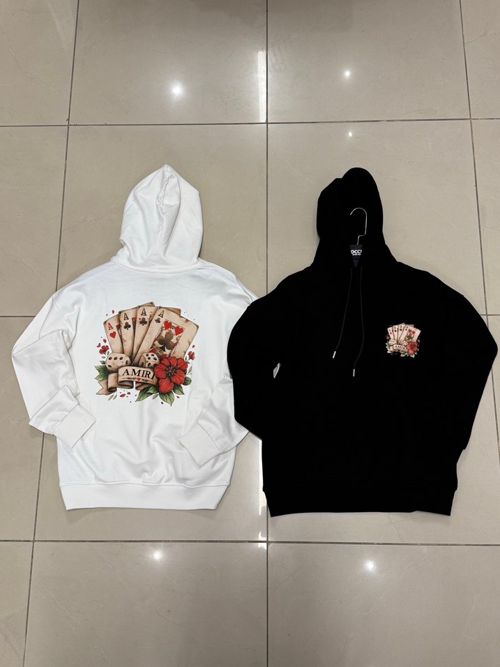 Baskılı Kapüşonlu Beyaz Sweatshirt - Görsel 3