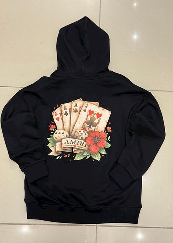Kapüşonlu Siyah Baskılı Kadın Sweatshirt - Görsel 2
