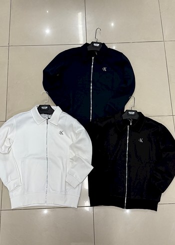 Erkek Beyaz Fermuarlı Sweatshirt - Görsel 2